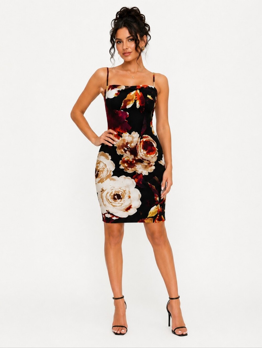 Seductions by Sirens Floral Bodycon Dress Black Multicolor Strapless Small